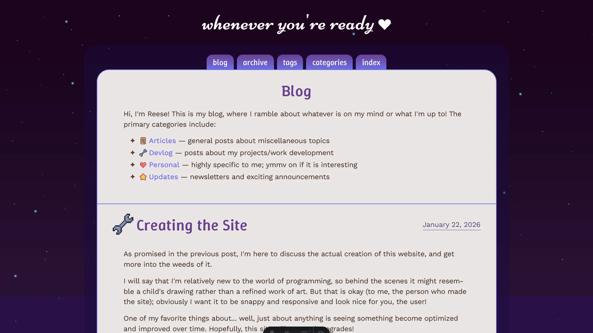 Blog screenshot