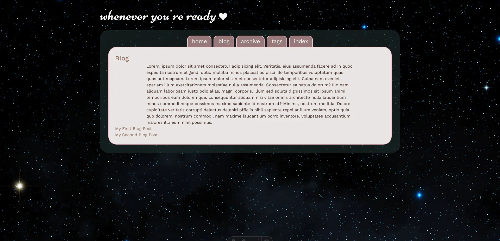 Early blog screenshot